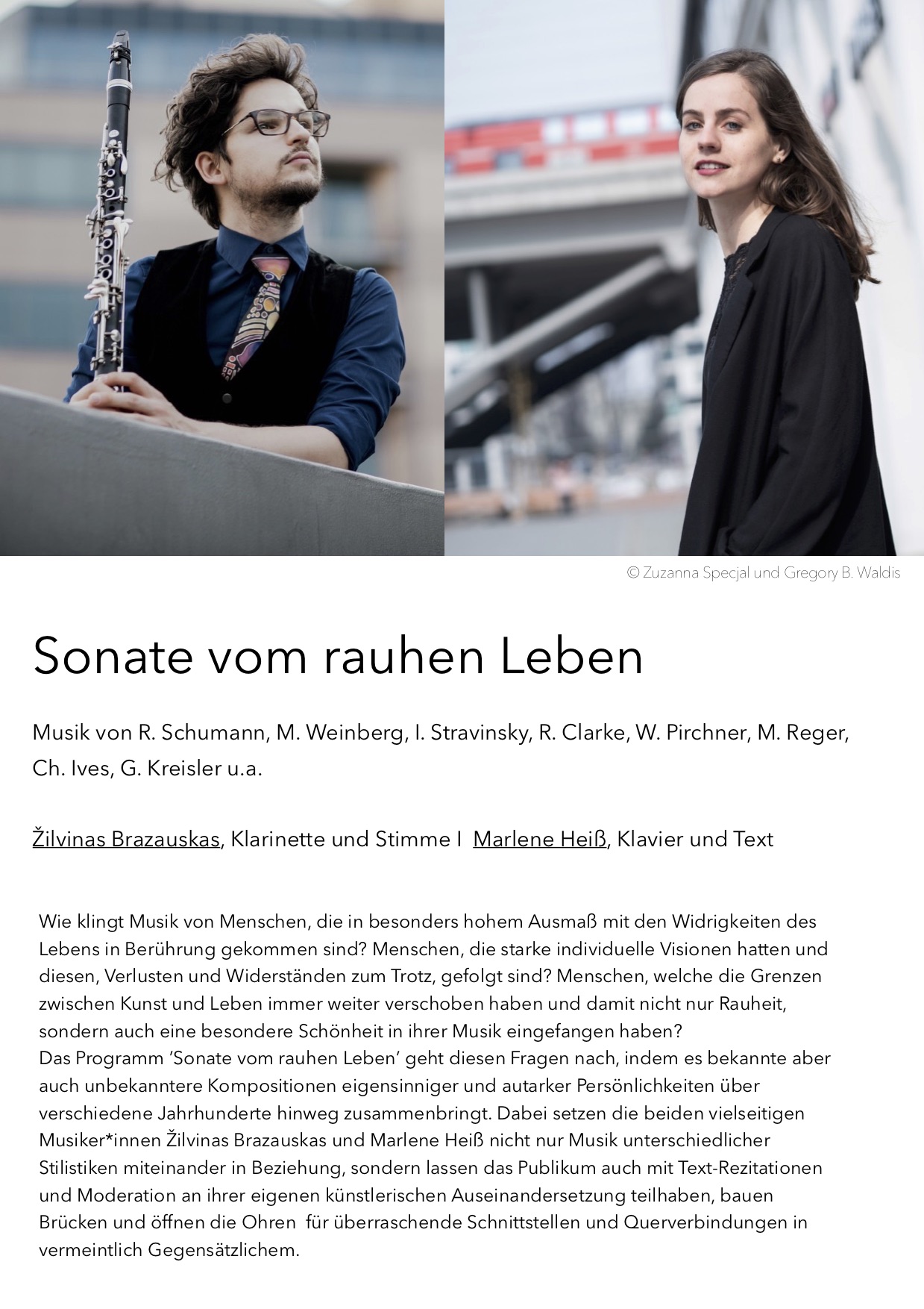 Sonate vom rauhen Leben I Programm